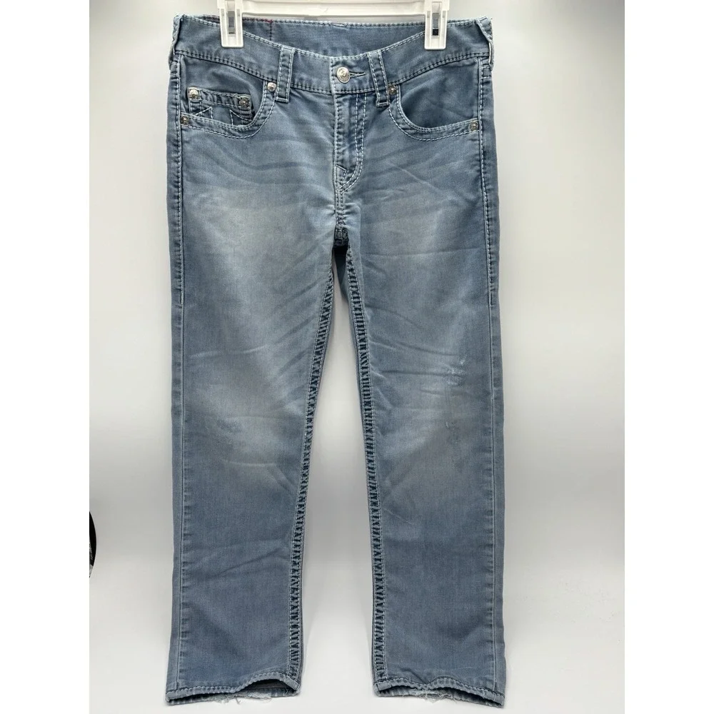 True Religion World Tour Section Slim Seat Jeans Light Wash Size 32 Y2K